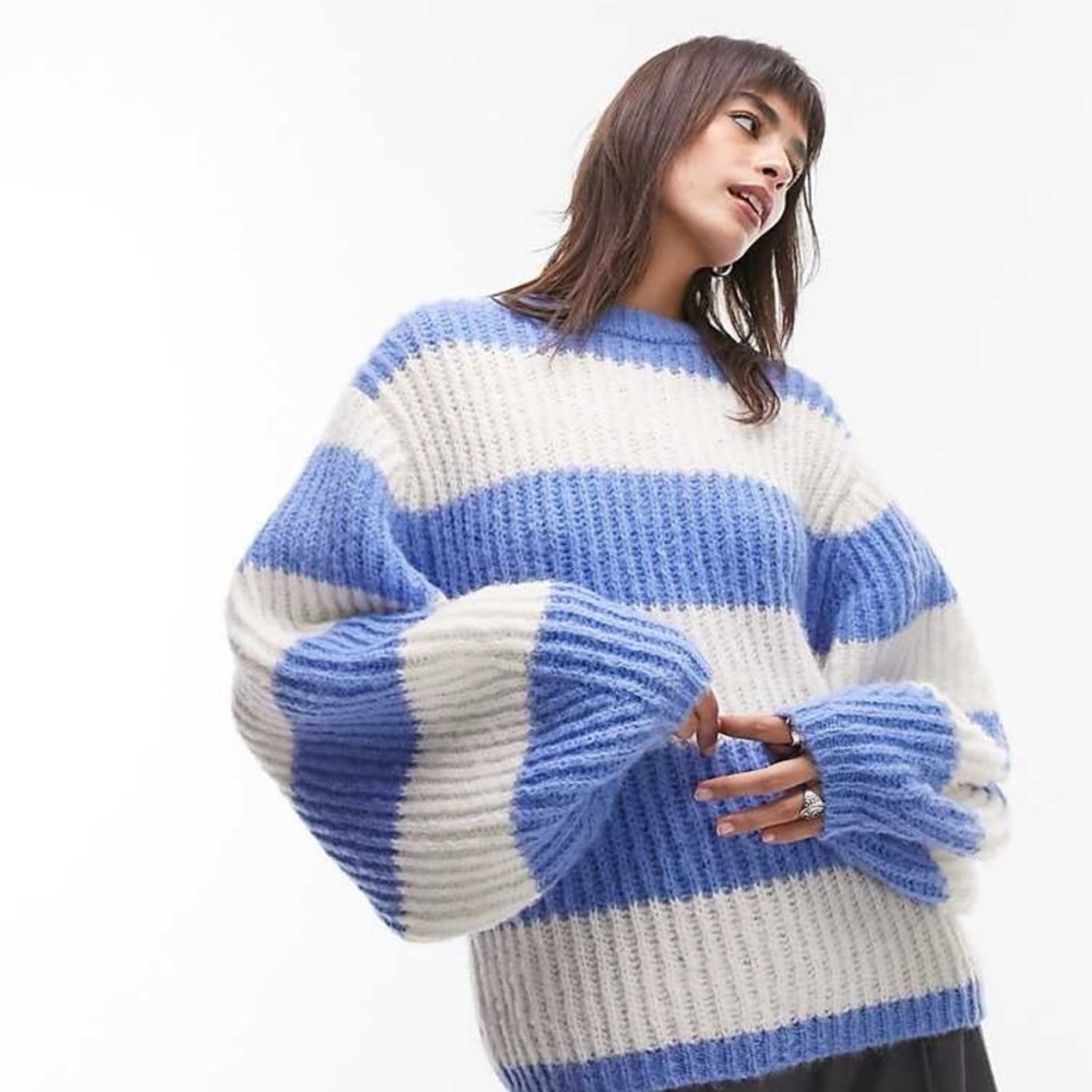 Topshop Blue and White Striped Sweater